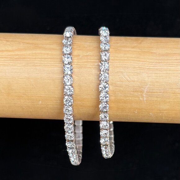 Two Sparkly Stretch Rhinestone Bracelets Vintage - Picture 2 of 2